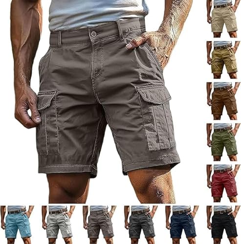 Kurze Hosen Herren, Cargoshorts Herren mit Reißverschluss und Knopf, mehrere Taschen, Männer Sommer Shorts, klassische Geschnittene Sportshorts Outdoorhose