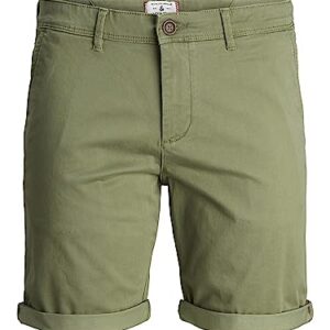 Herren Chino Shorts Regular Fit von JACK & JONES, Deep Lichen Green Farbe, Baumwollstoff mit Stretchanteil