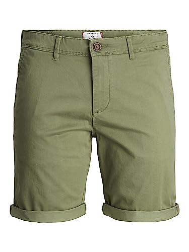 Herren Chino Shorts Regular Fit von JACK & JONES, Deep Lichen Green Farbe, Baumwollstoff mit Stretchanteil