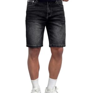 Herren Jeans Shorts aus Baumwolle mit Stretch, komfortable und elegante Slim Fit Hosen für Männer Schwarz L Größe