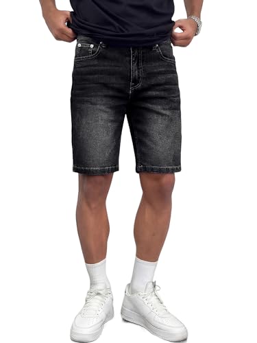 Herren Jeans Shorts aus Baumwolle mit Stretch, komfortable und elegante Slim Fit Hosen für Männer Schwarz L Größe