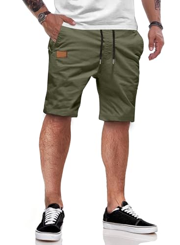 Hochwertige Baumwollkurzhosen für Herren mit elastischer Taille und Taschen, perfekt für Sommer und Sportaktivitäten.