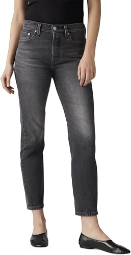 Damen Jeanshose 501 Crop High Rise Straight Fit in Schwarz von Levi's, Long Live The Queen