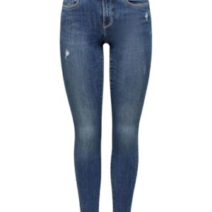 Elegante und bequeme Skinny Fit Jeans von ONLY in Mittelblau Denim, Größe M/32, aus hochwertiger Baumwolle, enge Passform, leicht und atmungsaktiv.