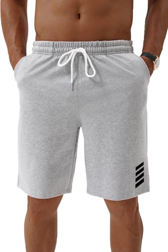 Baumwoll-Sweatshorts für Herren, Sommer-Sportshorts mit Taschen und elastischem Bund für casual Tragen, Joggen, Training und Outdoor-Aktivitäten
