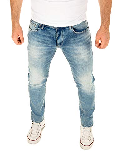 Blaue Slim Fit Jeans von WOTEGA für Männer mit Stretchanteil und Five-Pocket-Style