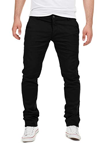 Baumwoll Chino Hose für Herren in Schwarz, Slim-Fit Passform, 98% Baumwolle und 2% Elasthan, Business Chinohosen für Männer