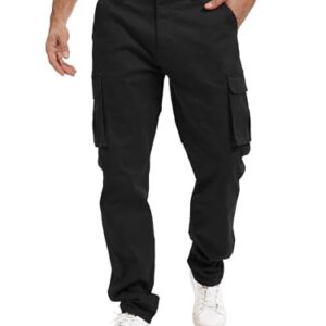 Herren Cargohose aus Baumwolle - Stilvolle Freizeithose für Männer - Praktische 6-Taschen-Hose in Schwarz - Ideale Hose für Arbeit, Alltag und Outdoor-Aktivitäten