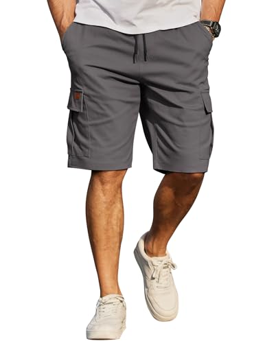 COOFANDY Kurze Hosen Herren - Baumwollige Cargo Shorts für den Sommer, dunkelgrau