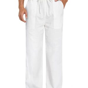 Herrenleinenhose mit Tunnelzug, Leichte Sommerhose für Herren, Freizeithose in Reinweiß