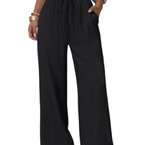 Luftige Sommerhose für Damen, bequeme Stoffhose mit dehnbarer Tailleband und glatter Schnitt. Perfekte Freizeithose für den Strandurlaub oder den Alltagsablauf.