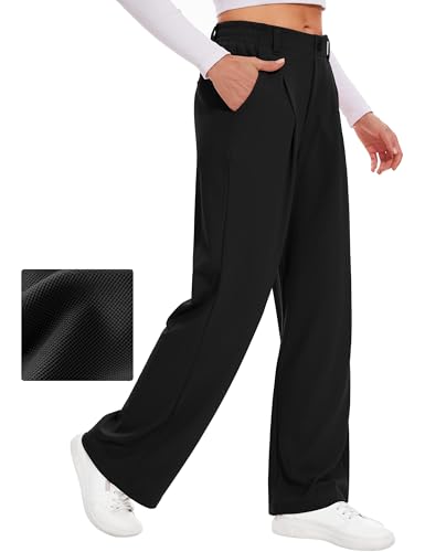 Elegante Waffel-Lang-Palazzo-Hose für Damen, atmungsaktiv und kühlend, perfekt für heiße Tage, mit Taschen und weitem Bein, ideal für Sommer oder Arbeitstag
