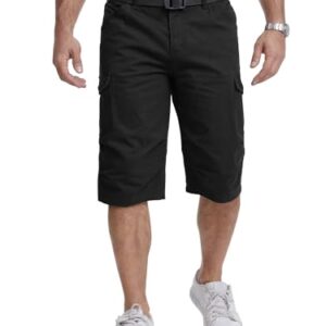 Herren Cargo 3/4 Shorts aus Baumwolle - Bermuda Short für Männer mit 6 Taschen - Schwarz, XX-Large