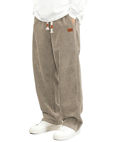 HMIYA Cord Hose, Herren Chinohose aus Baumwolle mit elastischer Taille und Taschen, perfekt für den Alltagsgebrauch