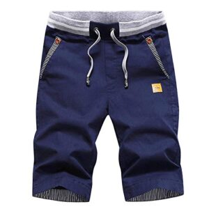 Kurze Hosen für Herren aus Baumwolle, navy blauer Farbton, Tunnelzug und elastischer Bund