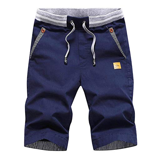 Kurze Hosen für Herren aus Baumwolle, navy blauer Farbton, Tunnelzug und elastischer Bund