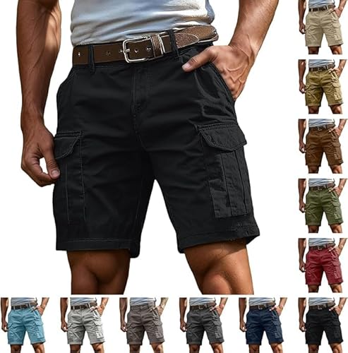 Kurze Hosen Herren, Cargohose Herren Kurz Cargo Shorts Stretch Arbeitsshort Mit Taschen Sommer Kurze Arbeitshose Männer Freizeit Short Baggy Radlerhose Sporthosen Outdoor Wanderhose, S-4XL - perfekte Cargohosen für den Freizeitsport