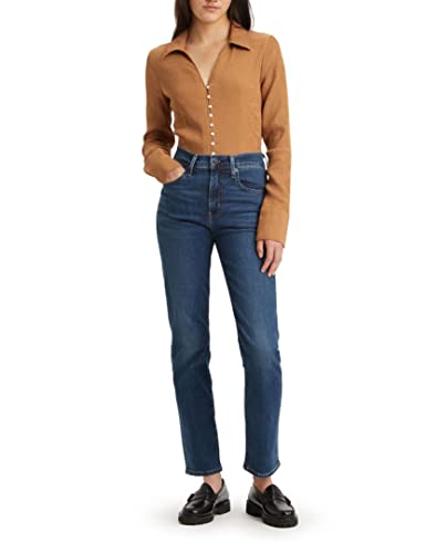 Levi's Damen 724 High Rise Straight Jeans, Blau Wave Dunkel, Größe 34W/32L - Bequeme Passform mit hohem Bund und geraden Beinen aus Vintage-Stretch-Material