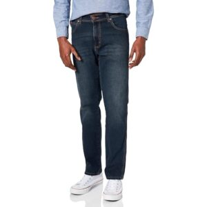 Wrangler Herren Texas Straight Jeans, blau schwarz, 33W / 30L EU - klassische Eleganz aus Baumwolle mit authentischer Fassung und typischen Designdetails