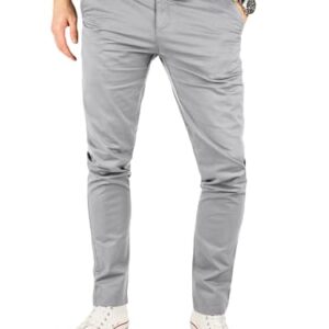 Graue Chino-Hose mit Slim-Fit-Schnitt und Stretch-Baumwolltwill-Material für Herren, perfekt für Business-Angelegenheiten oder Alltagstragen.