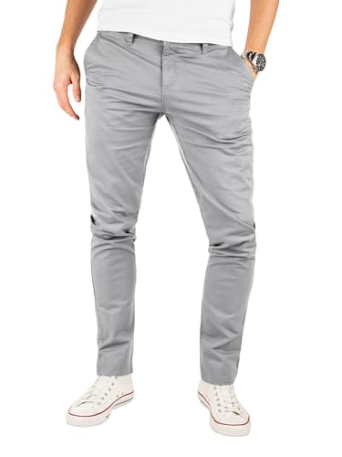 Graue Chino-Hose mit Slim-Fit-Schnitt und Stretch-Baumwolltwill-Material für Herren, perfekt für Business-Angelegenheiten oder Alltagstragen.