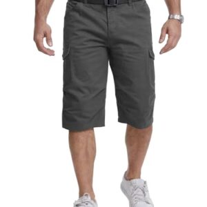 Herren Cargo 3/4 Shorts aus Baumwolle für Sommer und Freizeit mit 6 Taschen, Grau, X-Large