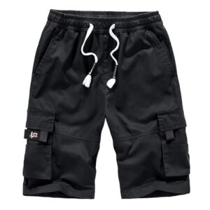 Bequeme und stilvolle Cargo-Shorts aus Baumwolle für Herren, ideal für Outdoor-Aktivitäten wie Wandern oder Fahrradfahren. Mit 8 funktionellen Taschen und elastischem Tunnelzugbund.