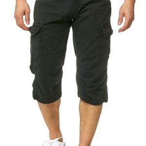 Herrenshorts aus Baumwolle schwarz Größe L mit Gürtel und Taschen für einen coolen und modernen Outfit