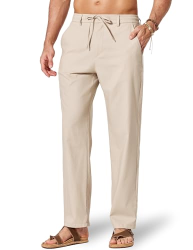Bequeme Leinenhose für Herren mit Kordelzug, atmungsaktiv und leichter Baumwolle-Leinen-Hybride, perfekt für Sommer und Freizeitaktivitäten.