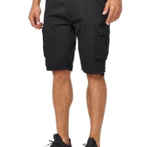 Herren Monroe Cargo Shorts mit Gürtel - Sommerhose aus Baumwolle für Männer - Black - XL
