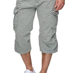 Herren Nicolas Check 3/4 Cargo Shorts inkl. Gürtel aus Baumwolle, Lt. Grey, XL - Komfortable Cargo Shorts für jeden Anlass mit vielen Taschen und passender Passform.