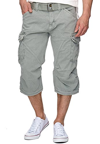 Herren Nicolas Check 3/4 Cargo Shorts inkl. Gürtel aus Baumwolle, Lt. Grey, XL - Komfortable Cargo Shorts für jeden Anlass mit vielen Taschen und passender Passform.
