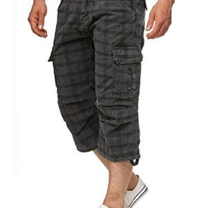 Herren Cargo-Shorts aus Baumwolle mit Raven Check-Design, XL Größe, inklusive Gürtel. Elegante und praktische Shorts für warme Tage.