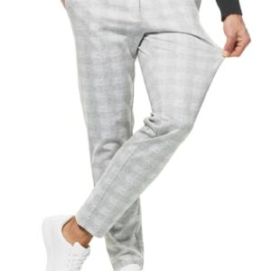 Bequeme Business Hose für Männer, Grey Check, 32/32 - Indicode Herren Rodekro Performance Pants mit super Stretch Stoffhose