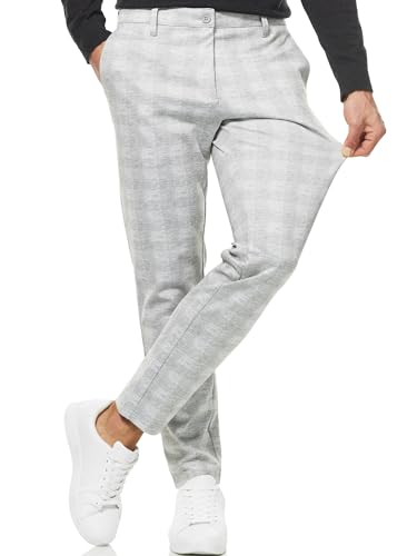 Bequeme Business Hose für Männer, Grey Check, 32/32 - Indicode Herren Rodekro Performance Pants mit super Stretch Stoffhose