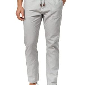 Herren Veneto Stoffhose aus Leinen & Baumwolle, Leinenhose für Männer, Lt Grey, XL