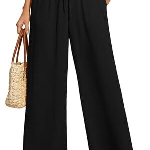 Bequeme und stilvolle Palazzo-Hose mit weitem Bein in Schwarz, 2XL - Hohe Taille, Dehnbar, Lounge-Eleganz