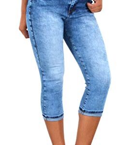 Damen Capri Jeans 3/4 Hose Sommer High Waist Jeans Damen hoher Bund bis Bergre J743 - Modische, bequeme und hochwertige Hosen für Frauen