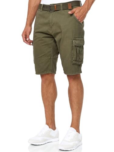 Herren Cargo Shorts mit Gürtel, Bermuda Sommerhose aus Baumwolle für Männer, Army-Stil, bequeme Hosen für den Tag im Freien