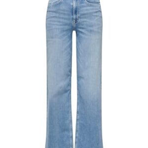 Modische Damenjeans im Wide Leg-Fit mit weitem Bein von Hüfte bis Knie für Büro und Freizeit. Bequeme Super Stretch-Qualität, High-Waist-Schnitt und praktische Details.