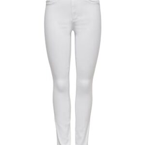 Weißer Skinny-Fit-Hosenstil mit High-Waist, 5 Taschen und Gürtelschlaufen - aus Baumwolle, Polyester und Elastan