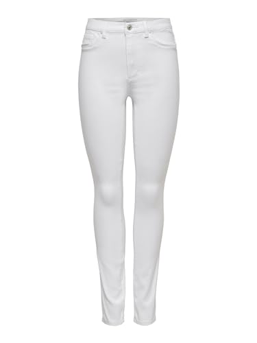 Weißer Skinny-Fit-Hosenstil mit High-Waist, 5 Taschen und Gürtelschlaufen - aus Baumwolle, Polyester und Elastan