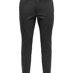 Herren Chino Hose von Only & Sons, Slim Fit, dunkelgraues Melange-Design, ideal für den Alltag
