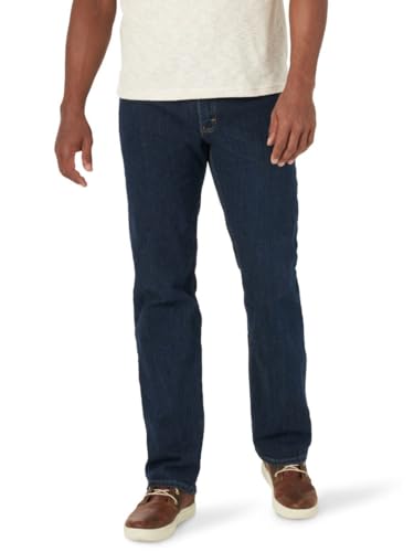 Bequeme Wrangler Jeans im Dark Indigo Farbton für Männer, Regular Flex Passform, 38W x 30L Größe