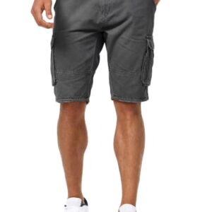 Herren Cargo Shorts mit Gürtel aus Baumwolle, Sommerhose für Männer in Iron XL Größe
