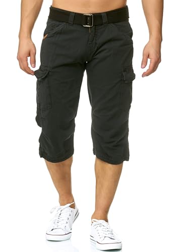 Herren Cargo-SHORTS mit Gürtel aus Baumwolle - Indicode Check 3/4 Hose