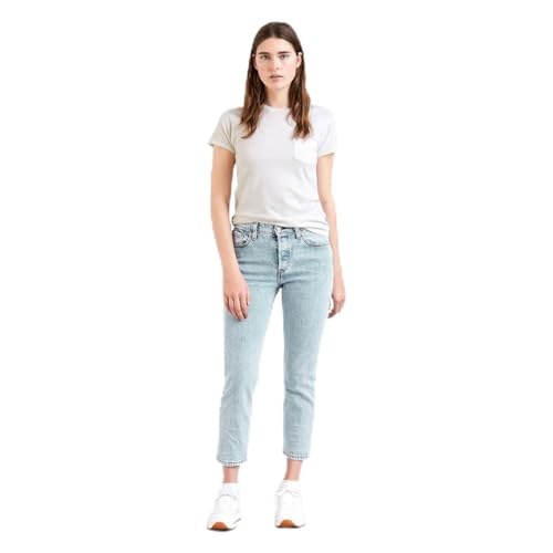 Levi's Damen Jeanshose 501 Crop High Rise, Straight Fit, Blau (Wow Me Over), W26/L26 - authentische Denim-Hose mit klassischem Five-Pocket-Design und geradem Beinverlauf