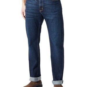 WRANGLER Herren Regular Fit Jeans in Blackened Indigo, 32W / 30L, Baumwolle, authentisch sitzend, Wrangler-Naht, Aufnäher mit Logo.