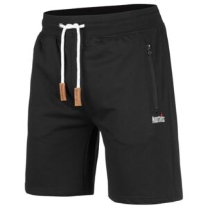 Bequeme Freizeitshorts für den Alltag - Kurze Shorts mit Reißverschlusstaschen aus hochwertiger Baumwolle - Elastischer Bund mit verstellbarer Kordelzug Schwarz XL