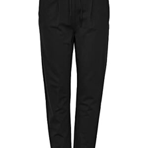 Bequeme und stilvolle schwarze Hose für Damen mit klassischem Schnitt, praktischem Kordelzugverschluss und eleganter Chino-Ausführung